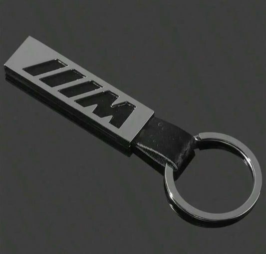 Premium M-Style Metal Car Keychain with Leather Strap