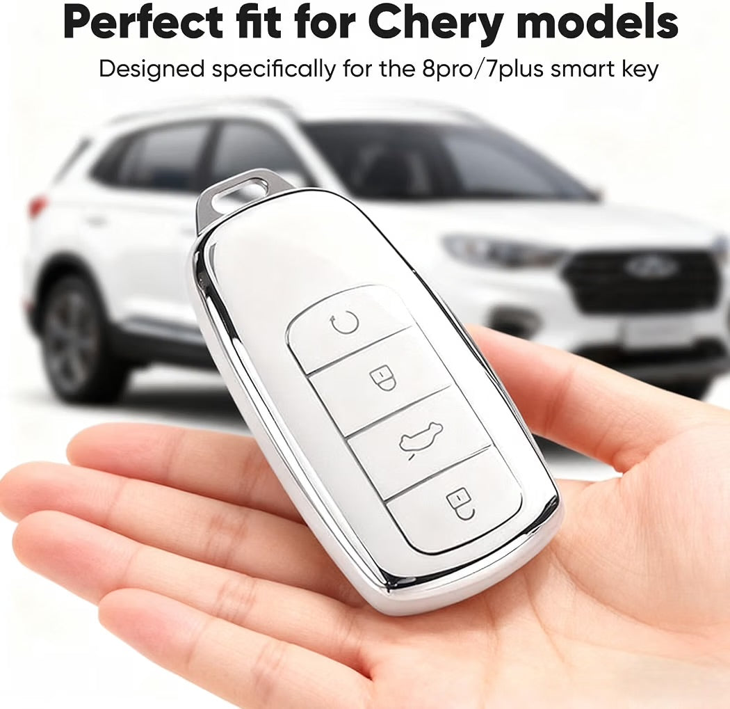 2 Pcs Key Fob Holder For Jaecoo 7 - TPU Key Cover Case Compatible with Chery Tiggo 8 Pro 8 Plus Omoda 5 - 4 Button