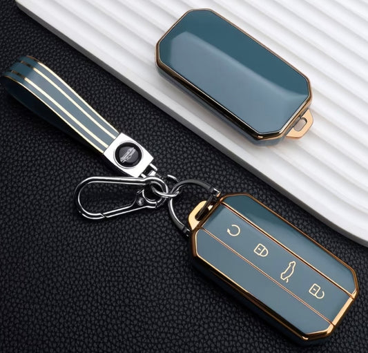 TPU Car Key Protective Case with Golden Buckle and Golden Trim, for Chery OMODA Key Cover, Fits 25 Models, Jaecoo JECOO 7, Protects for Omega C7, 23 New Models